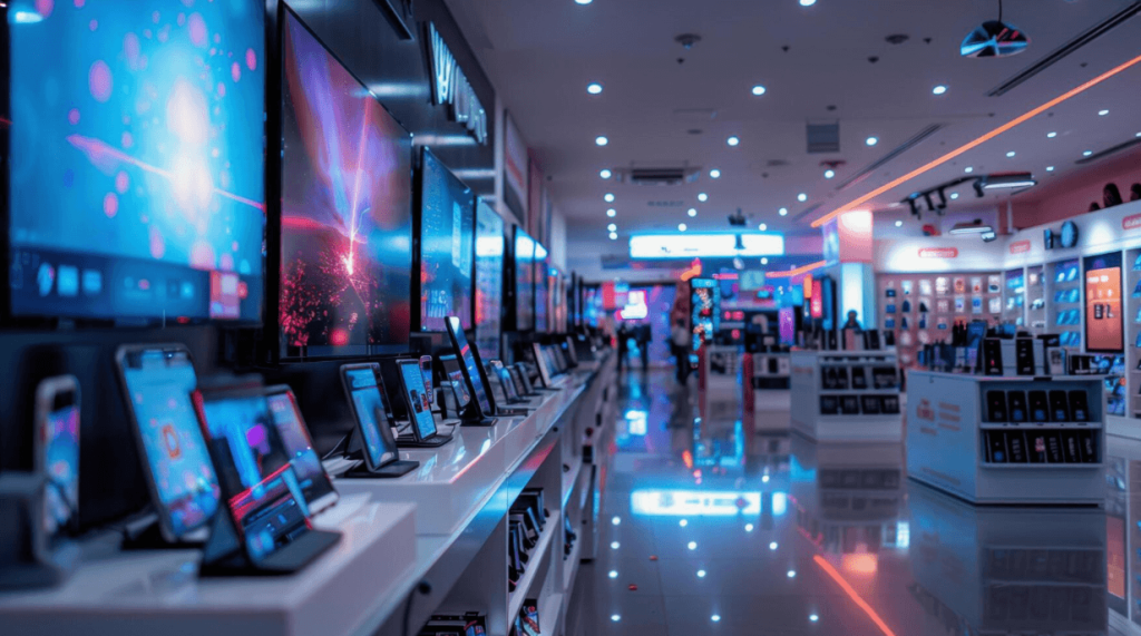 Afzaal-Corporation-electronics-showroom-displaying-TVs-smartphones-and-home-appliances
